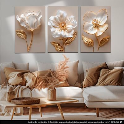 Flores brancas 3D